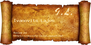 Ivanovits Lajos névjegykártya